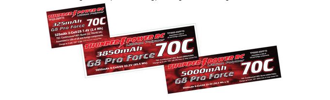 Thunder Power RC G8 Chemistry 70C Lithium Batteries