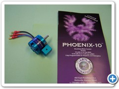 The Himax 2808-890 motor and Castle Creations Phoenix 10 ESC were used in the B-2. This motor and ESC combination works very well on 2 LiPo cells.