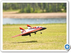 The E-flite Carbon Z comes in for a landing during the noon demos