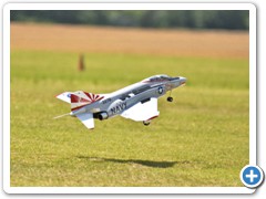 The new E-flite Phantom F-4 taking off.